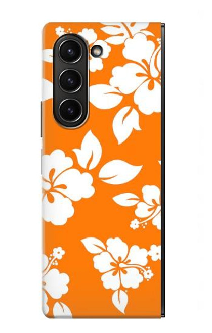 S2245 Hawai Hibiscus Motif orange Etui Coque Housse pour Samsung Galaxy Z Fold 5