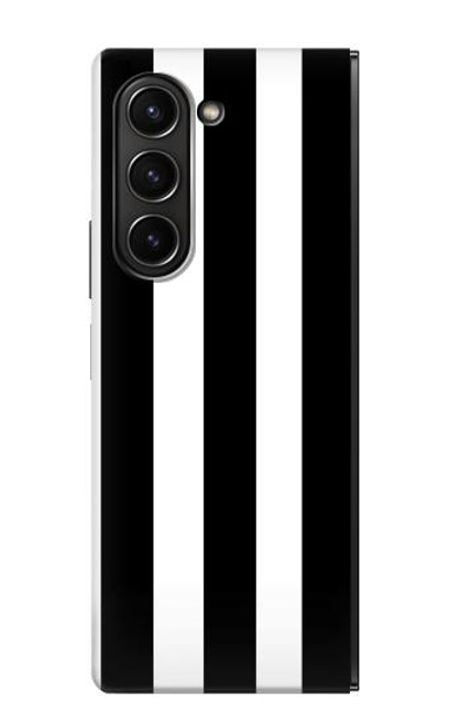 S2297 Noir et blanc rayures verticales Etui Coque Housse pour Samsung Galaxy Z Fold 5