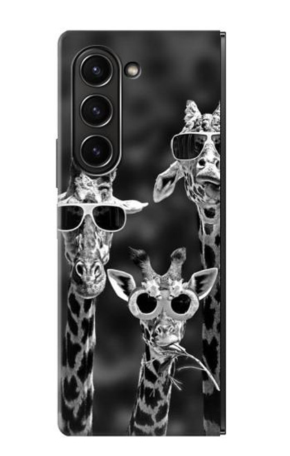 S2327 Girafes avec lunettes de soleil Etui Coque Housse pour Samsung Galaxy Z Fold 5