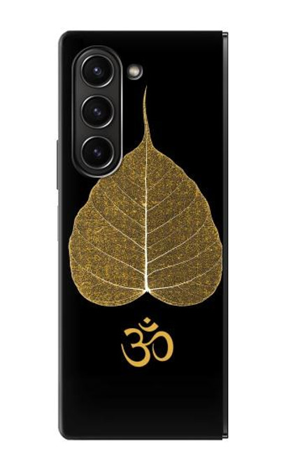 S2331 Feuille d'or bouddhiste Symbole de l'OM Etui Coque Housse pour Samsung Galaxy Z Fold 5