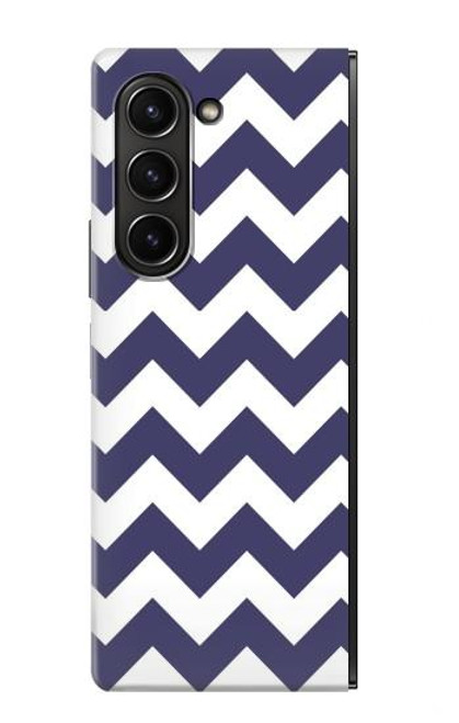 S2345 Marine Bleu Shavron Zig zag Etui Coque Housse pour Samsung Galaxy Z Fold 5