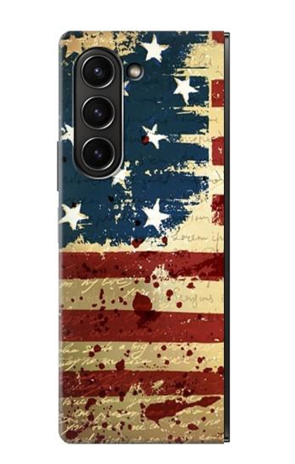 S2349 Old American Drapeau Etui Coque Housse pour Samsung Galaxy Z Fold 5