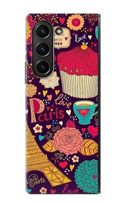 S2353 Paris Dessin Motif de Millésime Etui Coque Housse pour Samsung Galaxy Z Fold 5