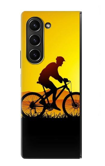 S2385 Vélo Vélo Coucher de soleil Etui Coque Housse pour Samsung Galaxy Z Fold 5