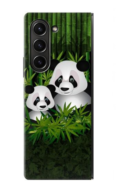 S2441 Forêt de Bambous de la famille Panda Etui Coque Housse pour Samsung Galaxy Z Fold 5