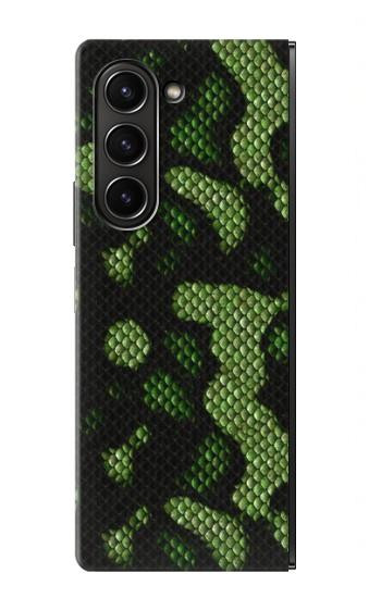 S2877 Vert Serpent Imprimé graphique Peau Etui Coque Housse pour Samsung Galaxy Z Fold 5