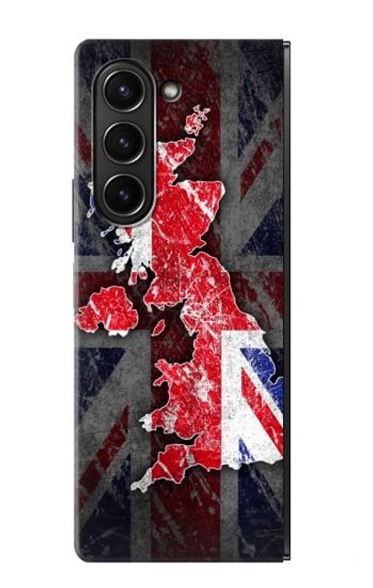 S2936 Royaume-Uni Drapeau britannique Carte Etui Coque Housse pour Samsung Galaxy Z Fold 5