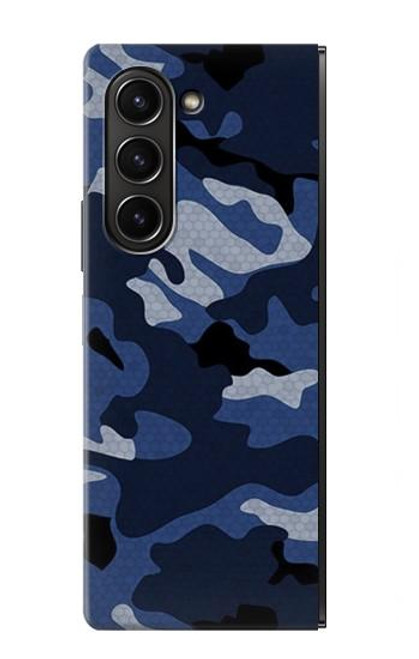 S2959 Marine Bleu Camo camouflage Etui Coque Housse pour Samsung Galaxy Z Fold 5
