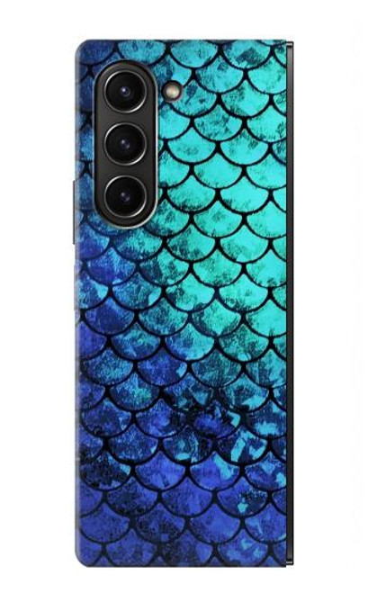 S3047 Vert Sirène écailles de poisson Etui Coque Housse pour Samsung Galaxy Z Fold 5