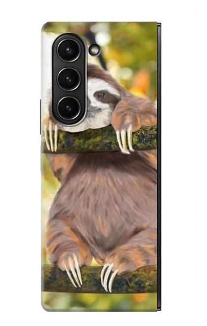 S3138 Peinture mignon bébé Sloth Etui Coque Housse pour Samsung Galaxy Z Fold 5