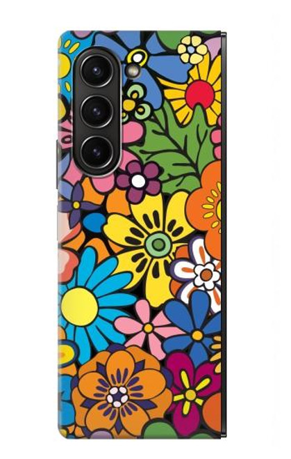 S3281 Motif coloré Hippie Fleurs Etui Coque Housse pour Samsung Galaxy Z Fold 5