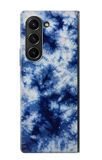 S3439 Tissu Indigo Tie Dye Etui Coque Housse pour Samsung Galaxy Z Fold 5