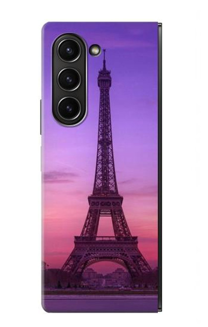 S3447 Paris Eiffel Le coucher du soleil Etui Coque Housse pour Samsung Galaxy Z Fold 5