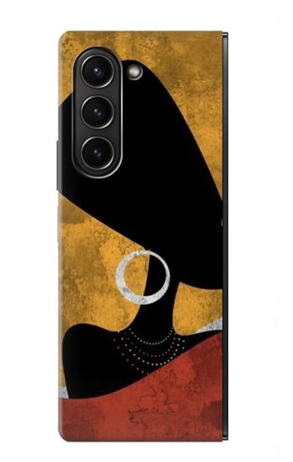 S3453 Africaine Reine Néfertiti Silhouette Etui Coque Housse pour Samsung Galaxy Z Fold 5