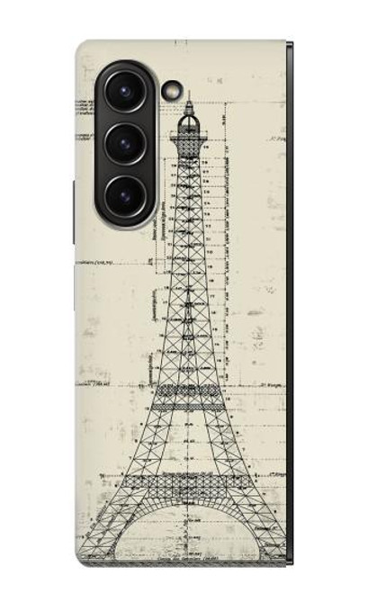 S3474 Dessin Architectural Eiffel Etui Coque Housse pour Samsung Galaxy Z Fold 5