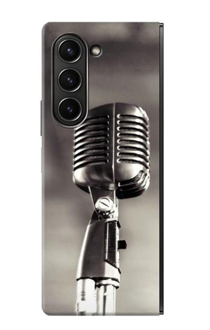 S3495 Microphone millésimé Etui Coque Housse pour Samsung Galaxy Z Fold 5