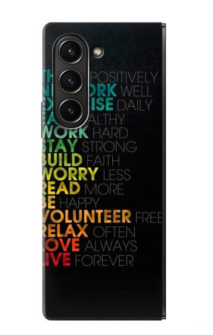 S3523 À des mots Pensez Positifs Etui Coque Housse pour Samsung Galaxy Z Fold 5