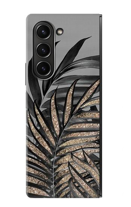 S3692 Feuilles de palmier gris noir Etui Coque Housse pour Samsung Galaxy Z Fold 5