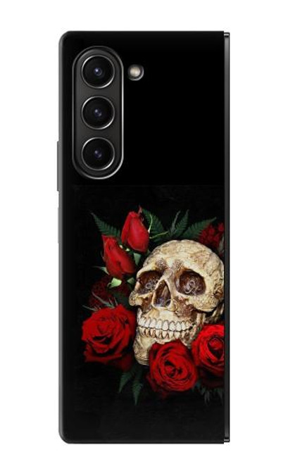 S3753 Roses de crâne gothique sombre Etui Coque Housse pour Samsung Galaxy Z Fold 5