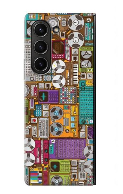 S3879 Griffonnage de musique rétro Etui Coque Housse pour Samsung Galaxy Z Fold 5