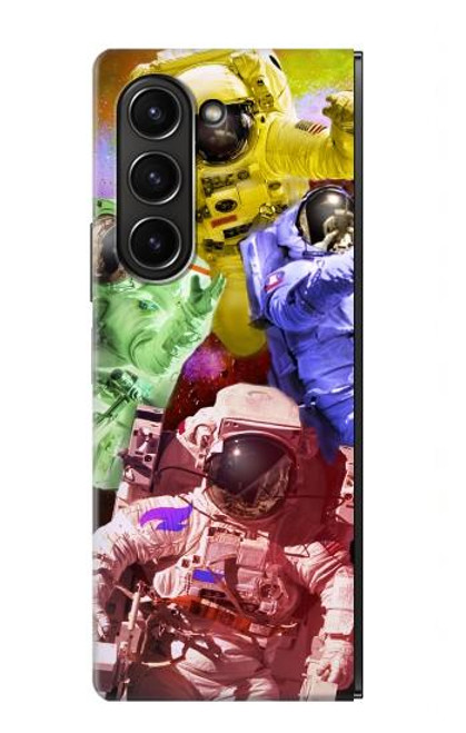 S3914 Galaxie colorée de costume d'astronaute de nébuleuse Etui Coque Housse pour Samsung Galaxy Z Fold 5