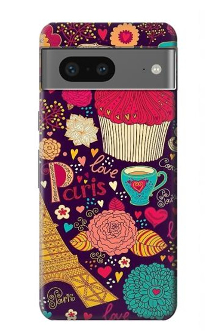 S2353 Paris Dessin Motif de Millésime Etui Coque Housse pour Google Pixel 7a