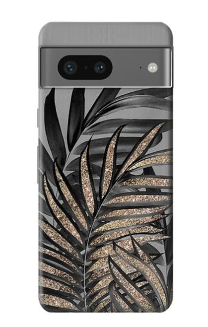 S3692 Feuilles de palmier gris noir Etui Coque Housse pour Google Pixel 7a