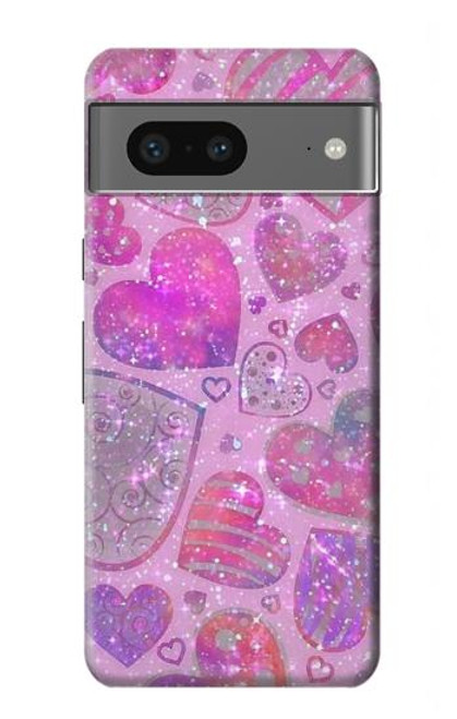 S3710 Coeur d'amour rose Etui Coque Housse pour Google Pixel 7a