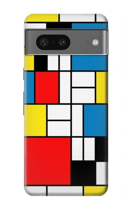 S3814 Composition de dessin au trait Piet Mondrian Etui Coque Housse pour Google Pixel 7a