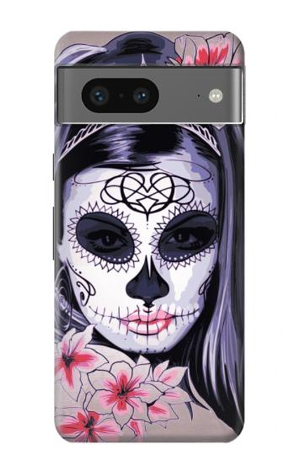 S3821 Sugar Skull Steampunk Fille Gothique Etui Coque Housse pour Google Pixel 7a