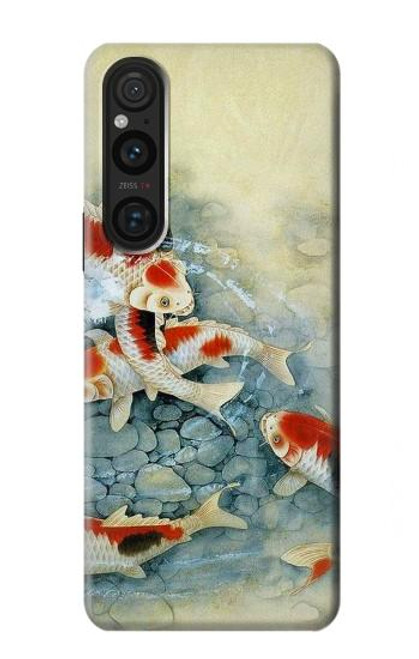 S1654 Carpe Koï poisson Peinture Art Etui Coque Housse pour Sony Xperia 1 V