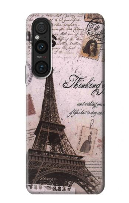 S2211 Carte postale de Paris Tour Eiffel Etui Coque Housse pour Sony Xperia 1 V