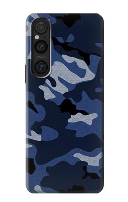 S2959 Marine Bleu Camo camouflage Etui Coque Housse pour Sony Xperia 1 V