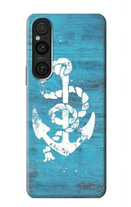 S3053 Marin Blue Anchor Etui Coque Housse pour Sony Xperia 1 V