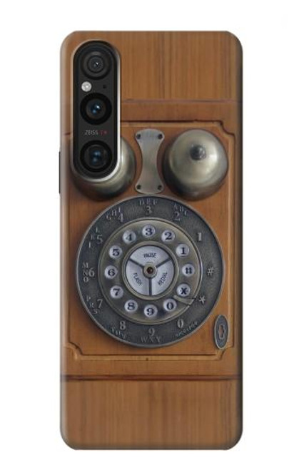 S3146 Mur Antique Retro Ligne téléphonique Etui Coque Housse pour Sony Xperia 1 V