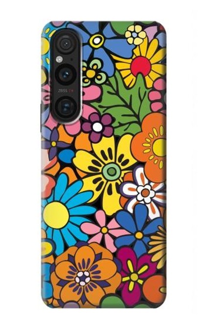 S3281 Motif coloré Hippie Fleurs Etui Coque Housse pour Sony Xperia 1 V