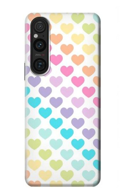 S3499 Motif coloré coeur Etui Coque Housse pour Sony Xperia 1 V
