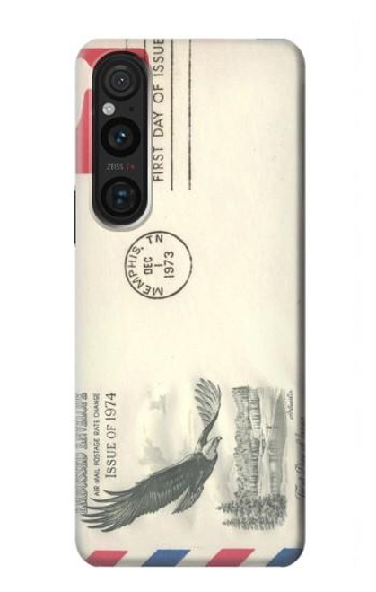 S3551 Art de l'millésimé de la poste enveloppe aérienne Etui Coque Housse pour Sony Xperia 1 V