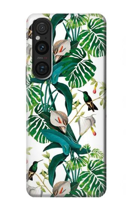 S3697 Oiseaux de la vie des feuilles Etui Coque Housse pour Sony Xperia 1 V