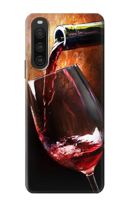 S2396 Rouge Bouteille de vin et le verre Etui Coque Housse pour Sony Xperia 10 V