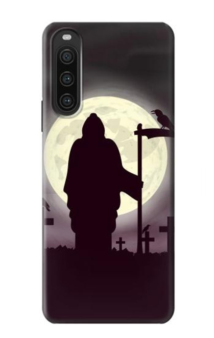 S3262 Lune de nuit faucheuse cimetière Etui Coque Housse pour Sony Xperia 10 V