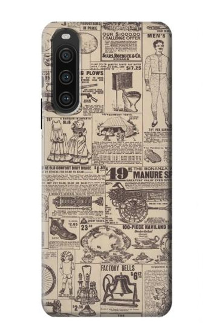 S3819 Papier Vintage rétro Etui Coque Housse pour Sony Xperia 10 V