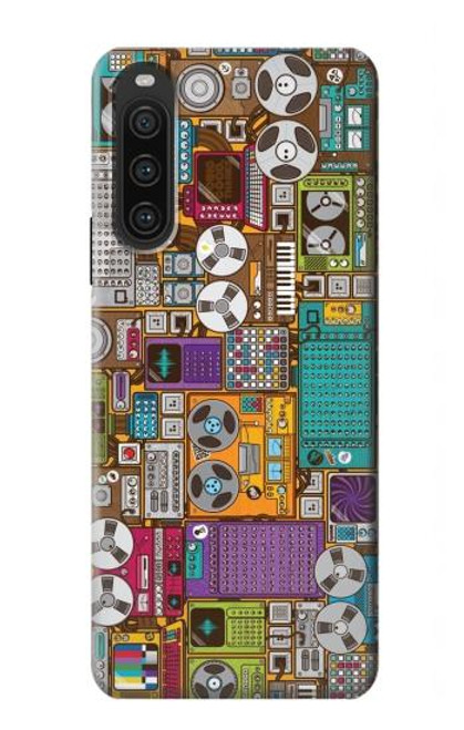 S3879 Griffonnage de musique rétro Etui Coque Housse pour Sony Xperia 10 V
