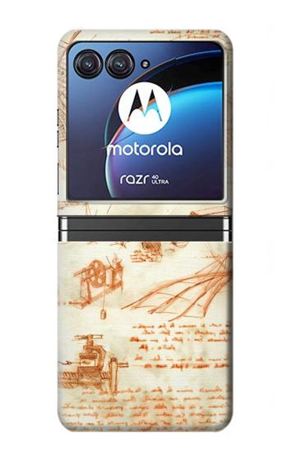 S0566 Dessin technique Da Vinci Etui Coque Housse pour Motorola Razr 40 Ultra