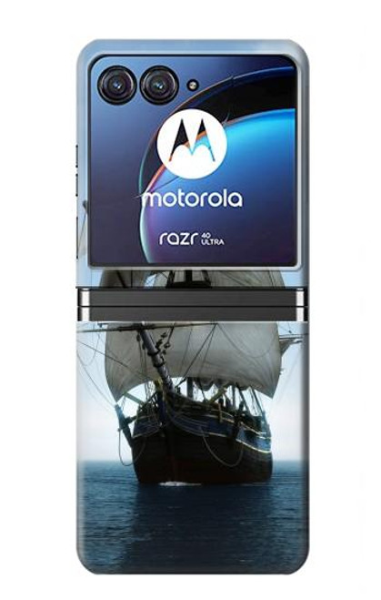 S1096 Bateau à voile dans un océan Etui Coque Housse pour Motorola Razr 40 Ultra