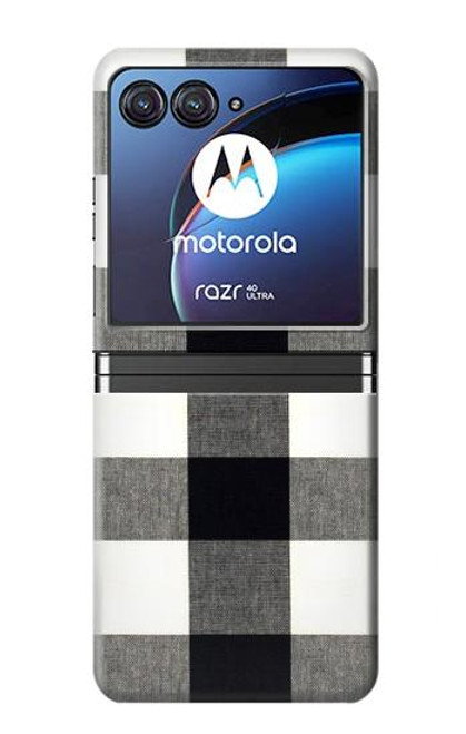 S2842 Noir et blanc Buffle motif de vérification Etui Coque Housse pour Motorola Razr 40 Ultra
