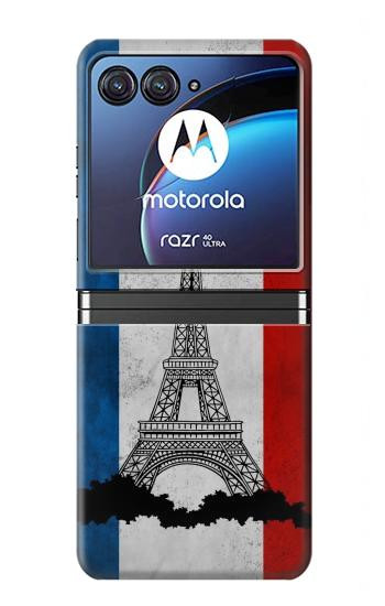 S2859 Drapeau France millésimé Tour Eiffel Etui Coque Housse pour Motorola Razr 40 Ultra
