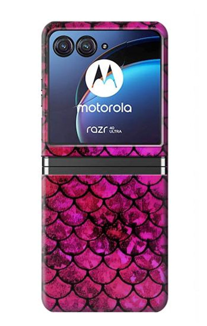 S3051 Rose Sirène écailles de poisson Etui Coque Housse pour Motorola Razr 40 Ultra