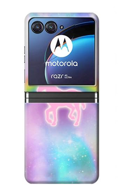 S3070 Arc en ciel pastel ciel Licorne Etui Coque Housse pour Motorola Razr 40 Ultra