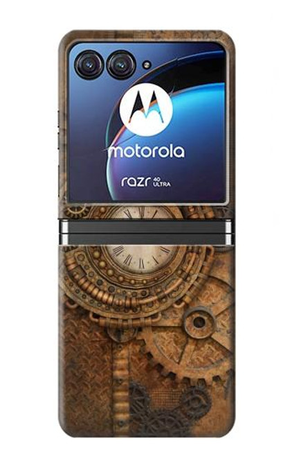 S3401 Horloge vitesse Steampunk Etui Coque Housse pour Motorola Razr 40 Ultra